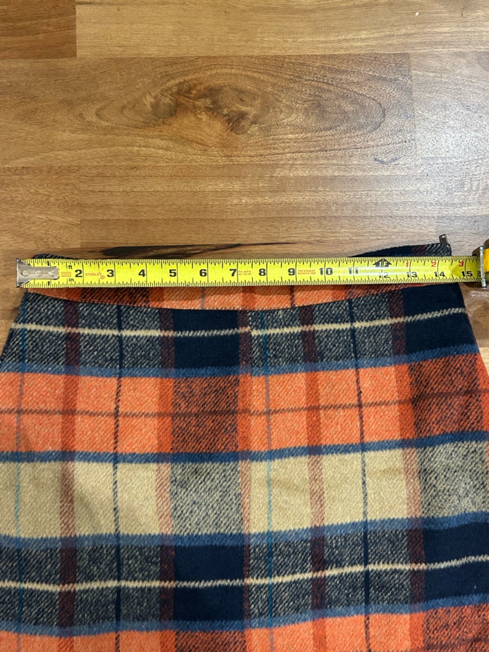 Lulu's Orange, Navy & Cream Plaid Mini Skirt Size Medium - Picture 10 of 12